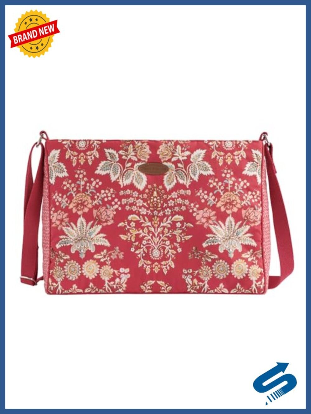 Cotton Canvas Crossbody Bag Adjustable Shoulder Strap Zippered Pockets
